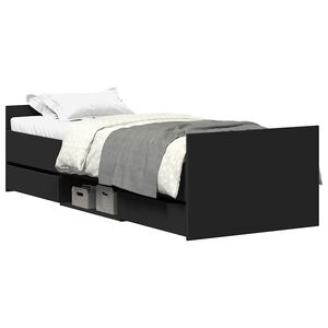 vidaXL Estructura de cama con cabecero piecero negro 100x200cm