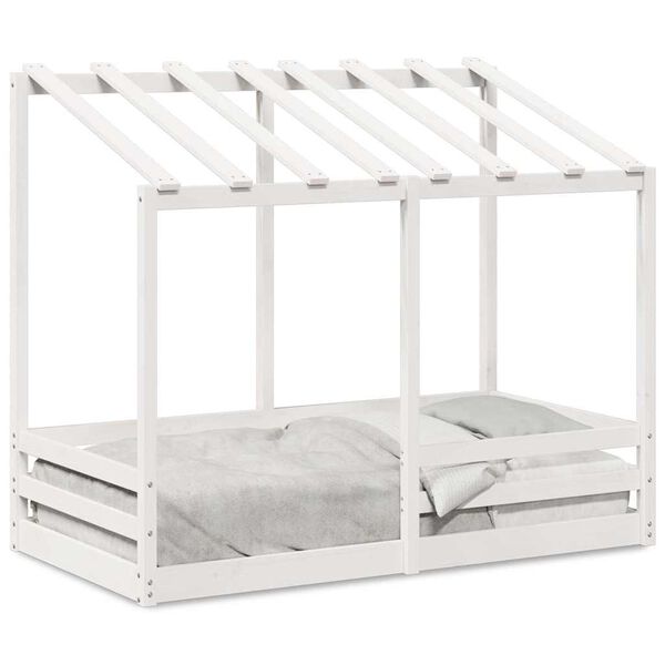 vidaXL Cama para ni&ntilde;os con techo madera de pino blanco 80x160 cm