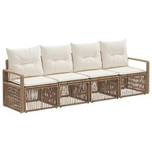 vidaXL Conjunto de sof&aacute;s de jard&iacute;n 4 uds. Beige rat&aacute;n sint&eacute;tico
