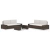 vidaXL Juego de muebles de jard&iacute;n 5 piezas rat&aacute;n sint&eacute;tico marr&oacute;n