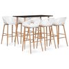 vidaXL Mesa alta y taburetes de bar 7 piezas negro y blanco