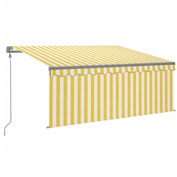 vidaXL Toldo autom&aacute;tico retr&aacute;ctil con persiana amarillo blanco 3x2,5m