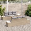 vidaXL Conjunto de sof&aacute;s de jard&iacute;n 7 pcs Beige rat&aacute;n sint&eacute;tico