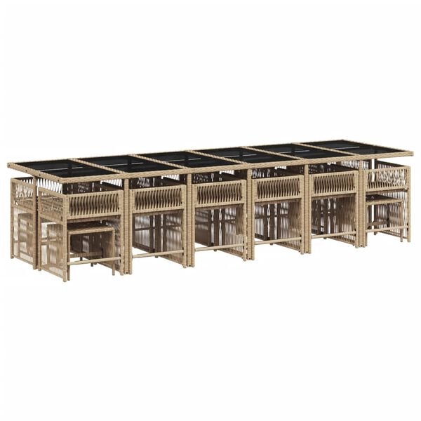 vidaXL Set comedor de jard&iacute;n 17 pzas con cojines rat&aacute;n sint&eacute;tico beige