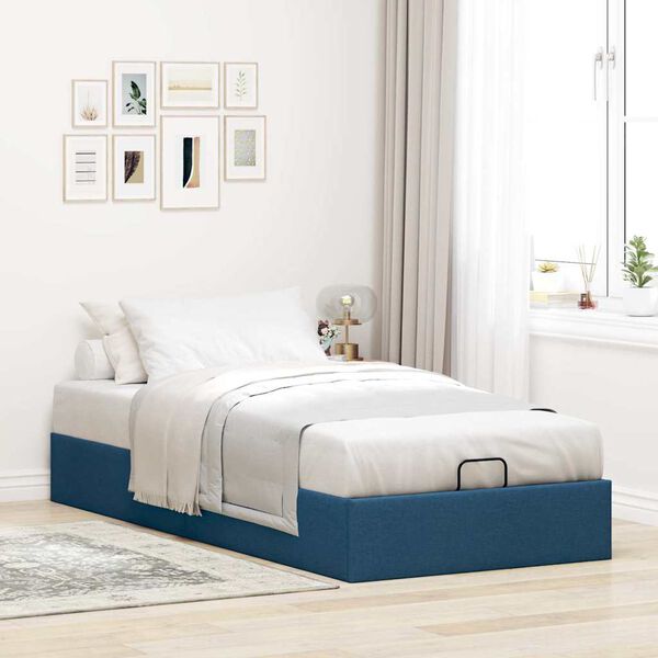 vidaXL Estructura de cama otomana sin colch&oacute;n tela azul 80x200cm