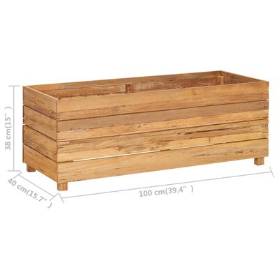 vidaXL Arriate elevado madera de teca reciclada y acero 100x40x38 cm