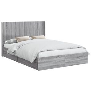 vidaXL Estructura de cama con almacenamiento y cabecero Sonoma gris