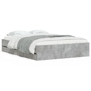 vidaXL Cama con cajones madera ingenier&iacute;a gris hormig&oacute;n 135x190 cm