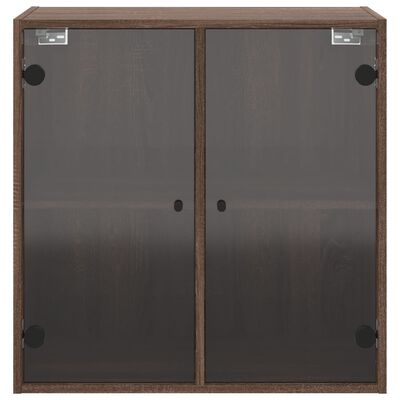 vidaXL Mueble de pared puertas de vidrio marrón roble 68x37x68,5 cm