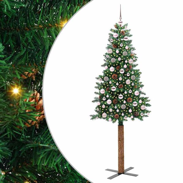 vidaXL &Aacute;rbol de Navidad Delgado con 300 LED con soporte Verde 210 cm
