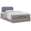 vidaXL Cama otomana con colch&oacute;n y luces LED tela gris taup&eacute; 120x190cm