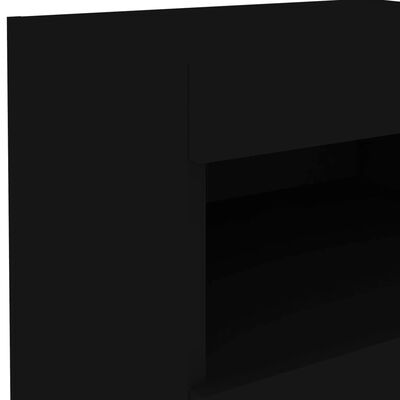 vidaXL Mesita de noche con luces LED negro 50x40x45 cm