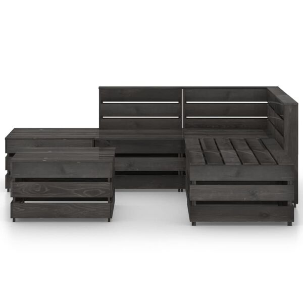 vidaXL Set de muebles de jard&iacute;n 6 pzas madera de pino impregnada gris