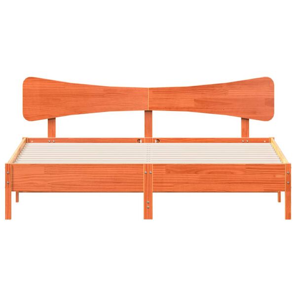 vidaXL Cama sin colch&oacute;n madera maciza de pino marr&oacute;n cera 180x200 cm