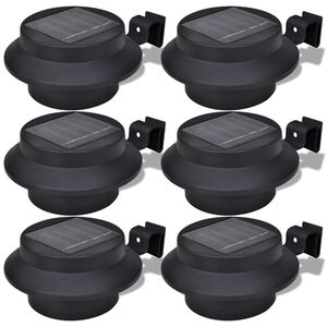 vidaXL Set de l&aacute;mparas solares de exterior para valla 6 piezas negro
