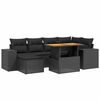 vidaXL Set de comedor de jard&iacute;n 7 pzas y cojines rat&aacute;n sint&eacute;tico negro