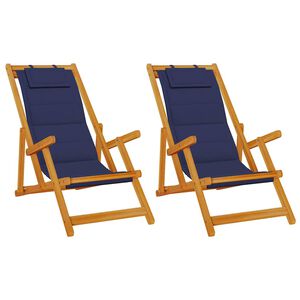 vidaXL Silla de playa 2 uds. Marr&oacute;n Madera de Acacia S&oacute;lida