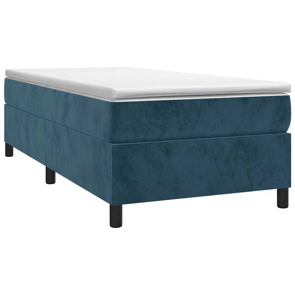 vidaXL Cama box spring con colch&oacute;n terciopelo azul oscuro 80x200 cm
