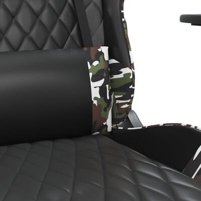 vidaXL Silla gaming masaje reposapiés cuero sintético negro camuflaje