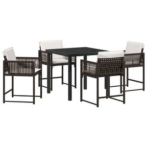 vidaXL Conjunto de Comedor de Jard&iacute;n 5 pcs Marr&oacute;n rat&aacute;n sint&eacute;tico