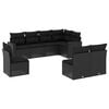 vidaXL Set de sof&aacute;s de jard&iacute;n 8 piezas y cojines rat&aacute;n sint&eacute;tico negro