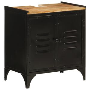 vidaXL Armario de lavabo de ba&ntilde;o hierro y madera mango 55x35x60 cm
