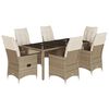 vidaXL Set comedor de jard&iacute;n 7 pzas con cojines rat&aacute;n sint&eacute;tico beige