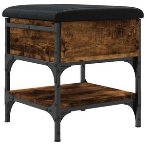 vidaXL Banco zapatero madera de ingenier&iacute;a roble ahumado 42x42x45 cm