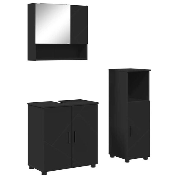 vidaXL Juego de muebles de ba&ntilde;o Montaje en la pared 3 pcs Negro