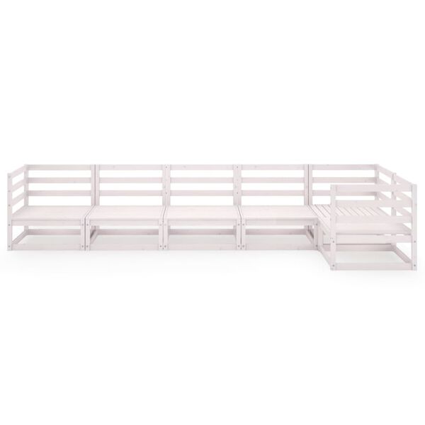 vidaXL Set de sal&oacute;n de jard&iacute;n de 6 piezas blanco madera maciza de pino