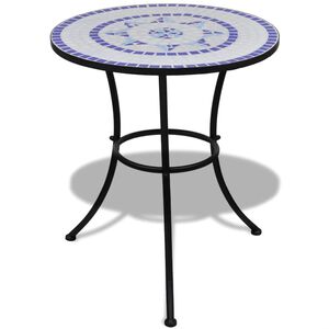 vidaXL Mesa de bistro terraza mosaico azul y blanco 60 cm
