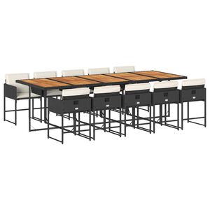 vidaXL Set de comedor jard&iacute;n 11 pzas con cojines rat&aacute;n sint&eacute;tico negro
