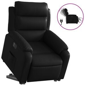 vidaXL Sill&oacute;n reclinable y elevable el&eacute;ctrico cuero sint&eacute;tico negro