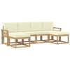 vidaXL Conjunto de sof&aacute;s de exterior 6 uds. Blanco y Crema Poli&eacute;ster