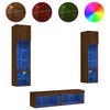 vidaXL Muebles TV pared con LED 6 pzas madera ingeniería marrón roble