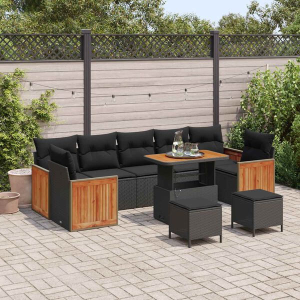 vidaXL Conjunto de sof&aacute;s de jard&iacute;n 13 pcs Negro rat&aacute;n sint&eacute;tico