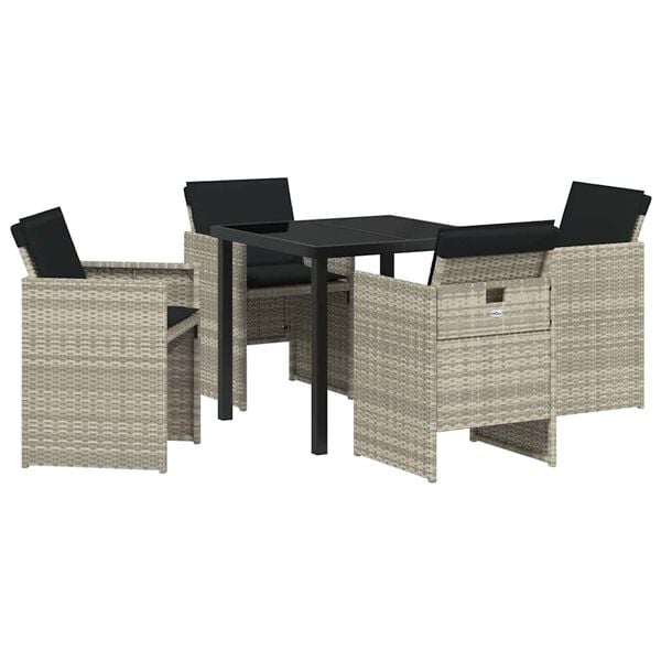 vidaXL Conjunto de Comedor de Jard&iacute;n 5 pcs Gris Claro rat&aacute;n sint&eacute;tico