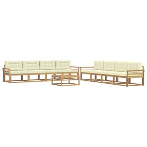 vidaXL Conjunto de sof&aacute;s de exterior 9 pcs Blanco y Crema