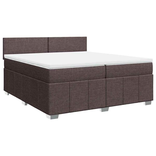 vidaXL Cama box spring con colch&oacute;n tela marr&oacute;n oscuro 200x200 cm