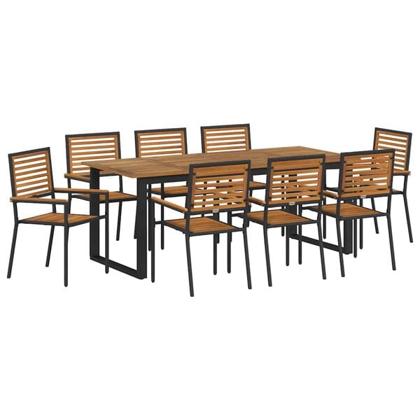 vidaXL Conjunto de Comedor de Jard&iacute;n 9 pcs Negro