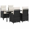 vidaXL Conjunto de Comedor de Jard&iacute;n 5 uds. Negro y Blanco Crema