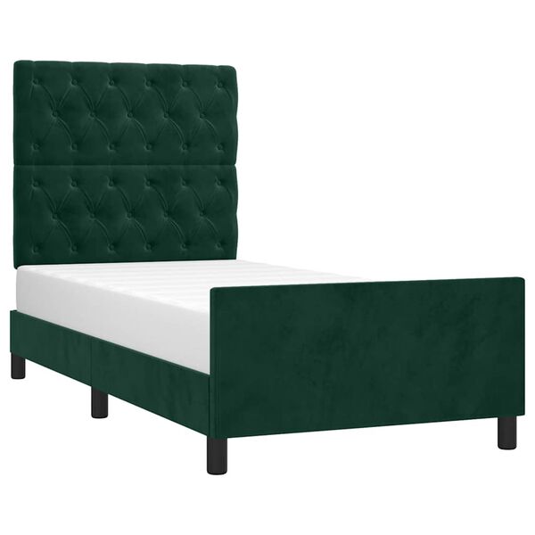 vidaXL Estructura de cama sin colch&oacute;n terciopelo verde oscuro 80x200cm