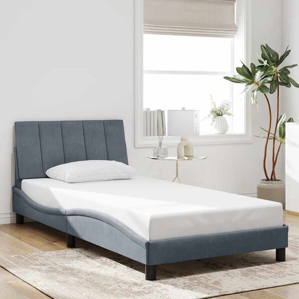 vidaXL Estructura de cama sin colch&oacute;n Hanko terciopelo gris oscuro 100x200cm