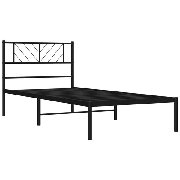 vidaXL Estructura cama sin colch&oacute;n con cabecero metal negro 80x200 cm