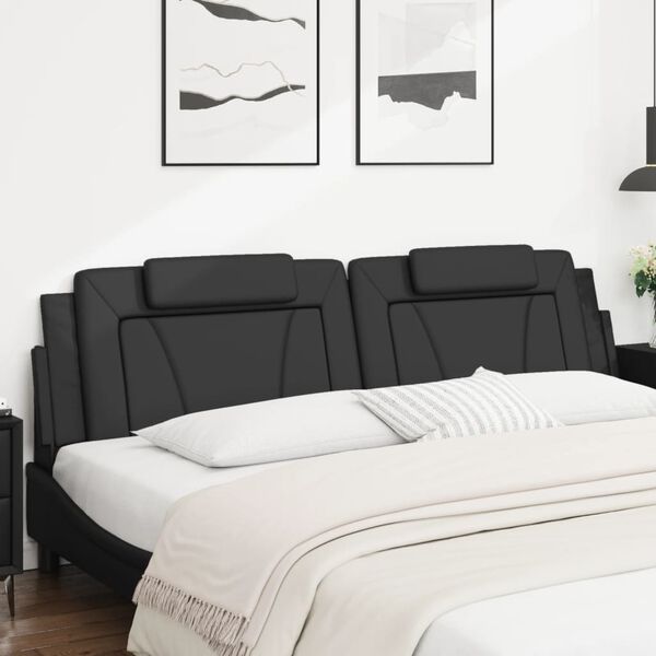 vidaXL Cabecero de cama acolchado Viana cuero sint&eacute;tico negro 193 cm