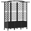 vidaXL Cama elevada con trellis y techo Negro 163 x 40 x 144 cm PP