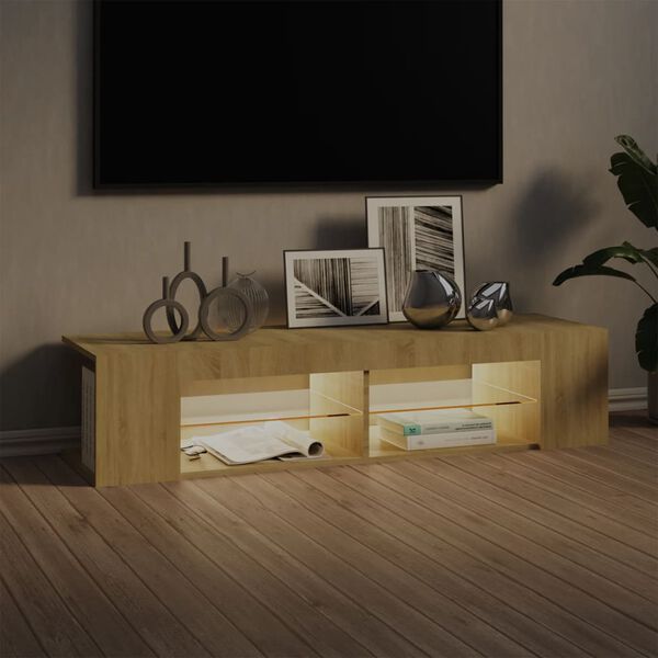 vidaXL Mueble de TV con luces LED roble Sonoma 135x39x30 cm