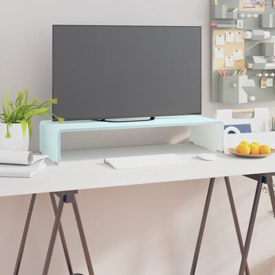 vidaXL Mueble TV/Elevador de monitor cristal verde 70x30x13 cm