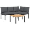 vidaXL Set de sof&aacute;s de jard&iacute;n con cojines 3 piezas aluminio negro