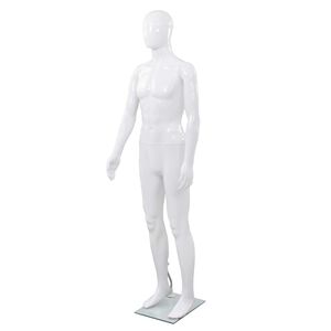 vidaXL Maniqu&iacute; de hombre completo base vidrio blanco brillante 185 cm